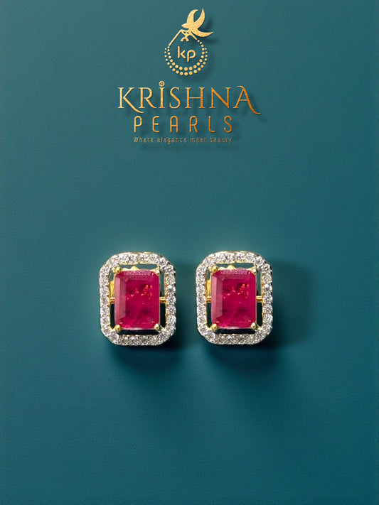 92.5 Silver Ruby Studded Earrings
