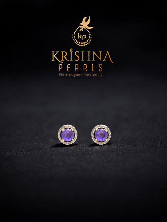 92.5 Silver Amethyst Studded Earrings