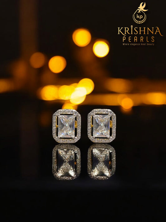 92.5 Silver Zircon Studded Earrings
