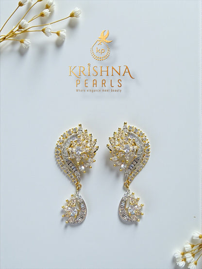 Three-Line Freshwater Pearl Necklace Set with CZ Designer Pendant By Sri Krishna Pearls Hyderabad - A Trusted Name In India
