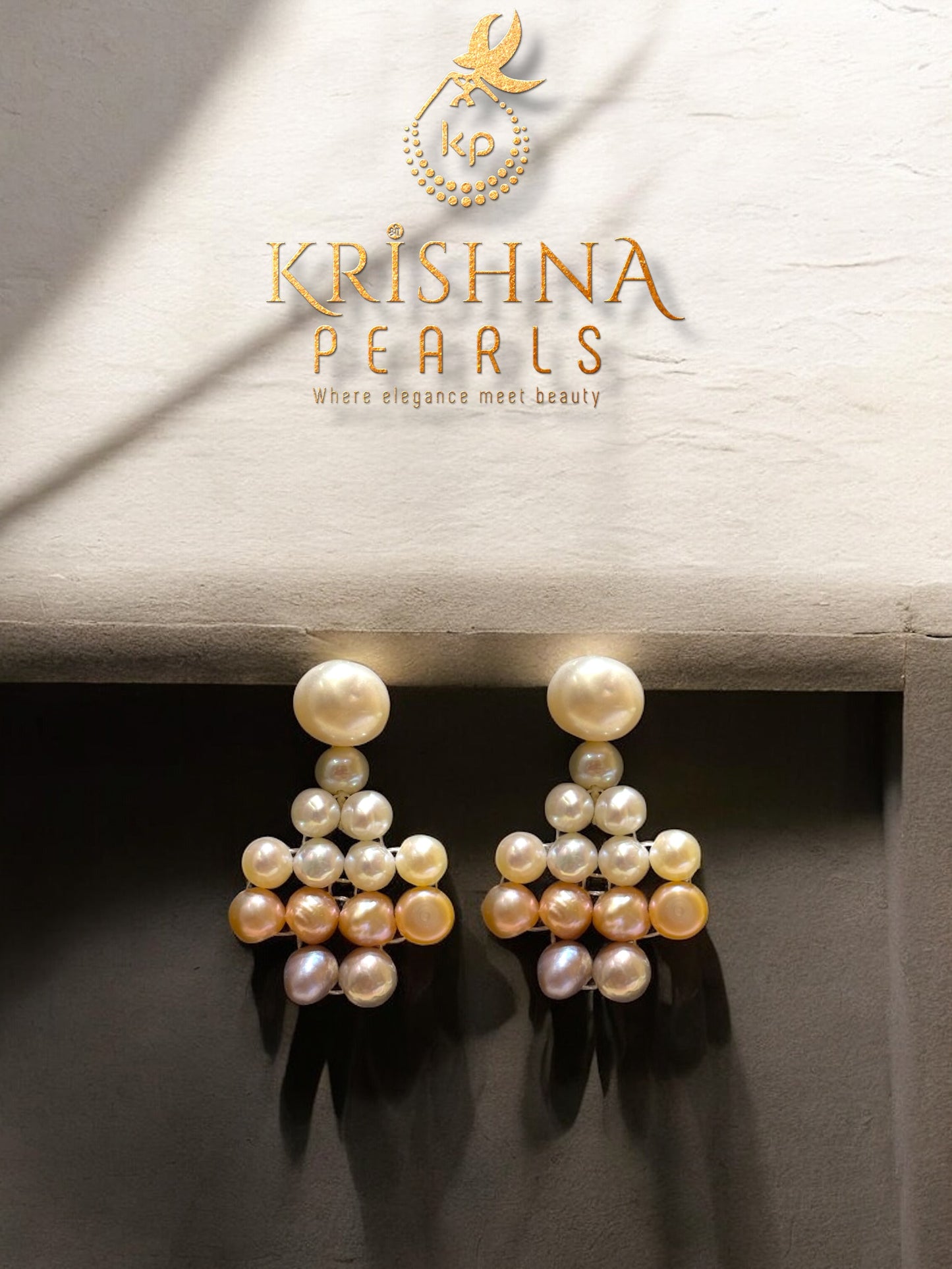 Exquisite Ombre Freshwater Pearl Jewelry Set Woven Mesh Necklace in Pastel Tones by Sri Krishna Pearls