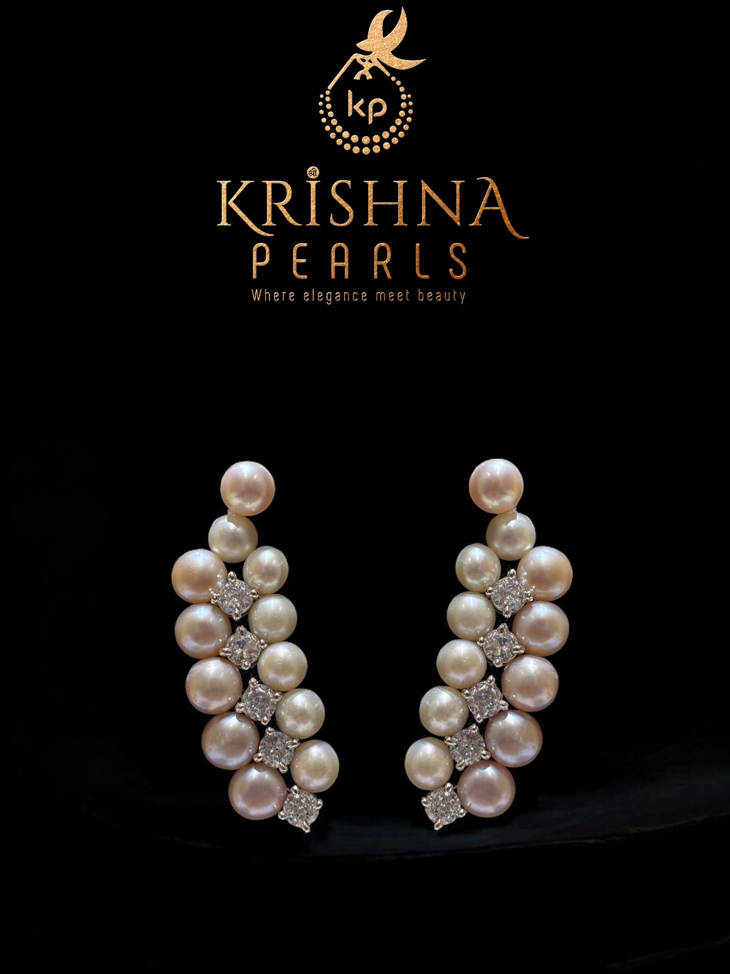Exclusive Diamond Studded Pink & White Button Pearls Necklace Set