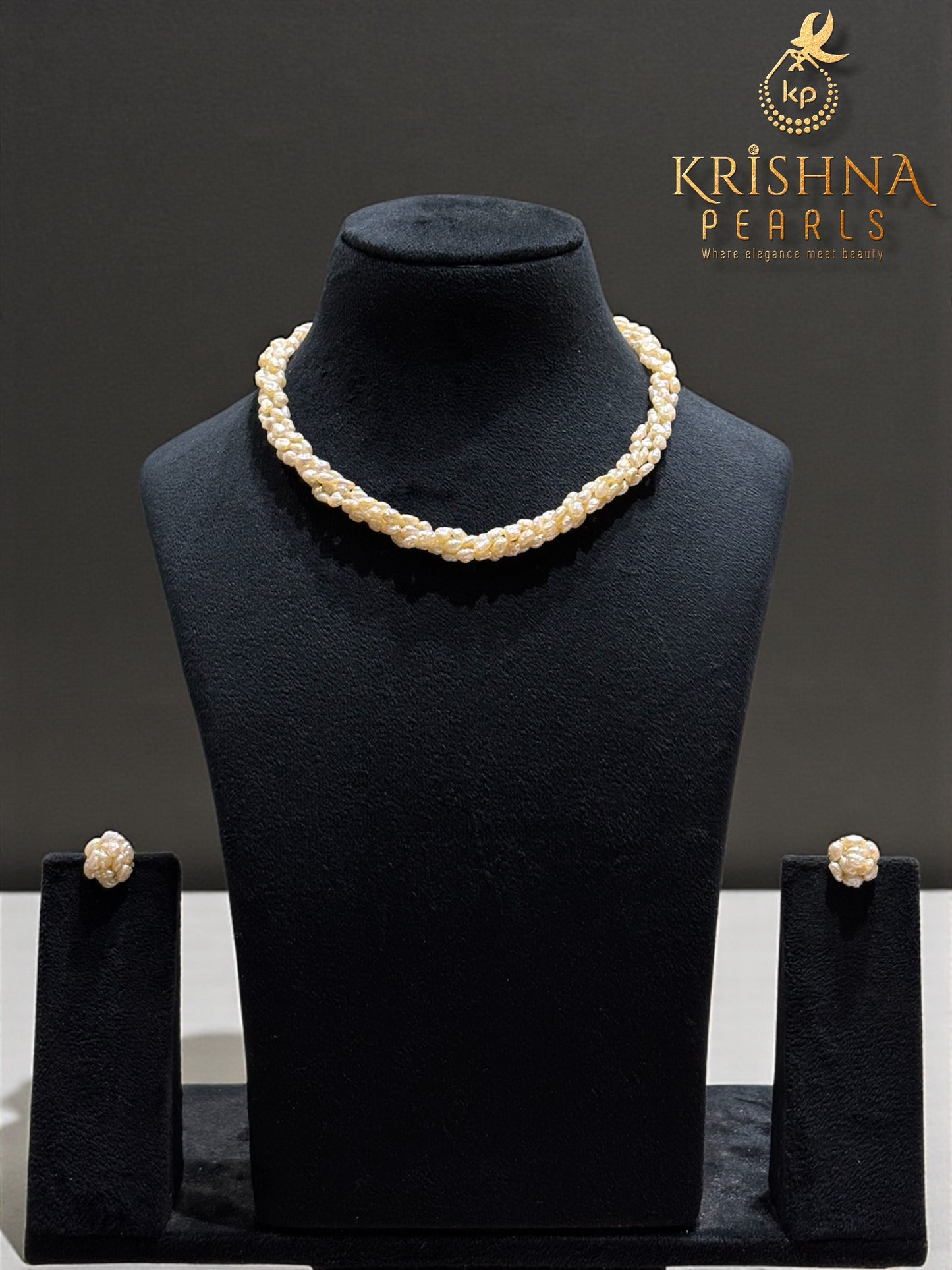 Multi Layer Biwa/Seed/Small  Pearls Necklace Set