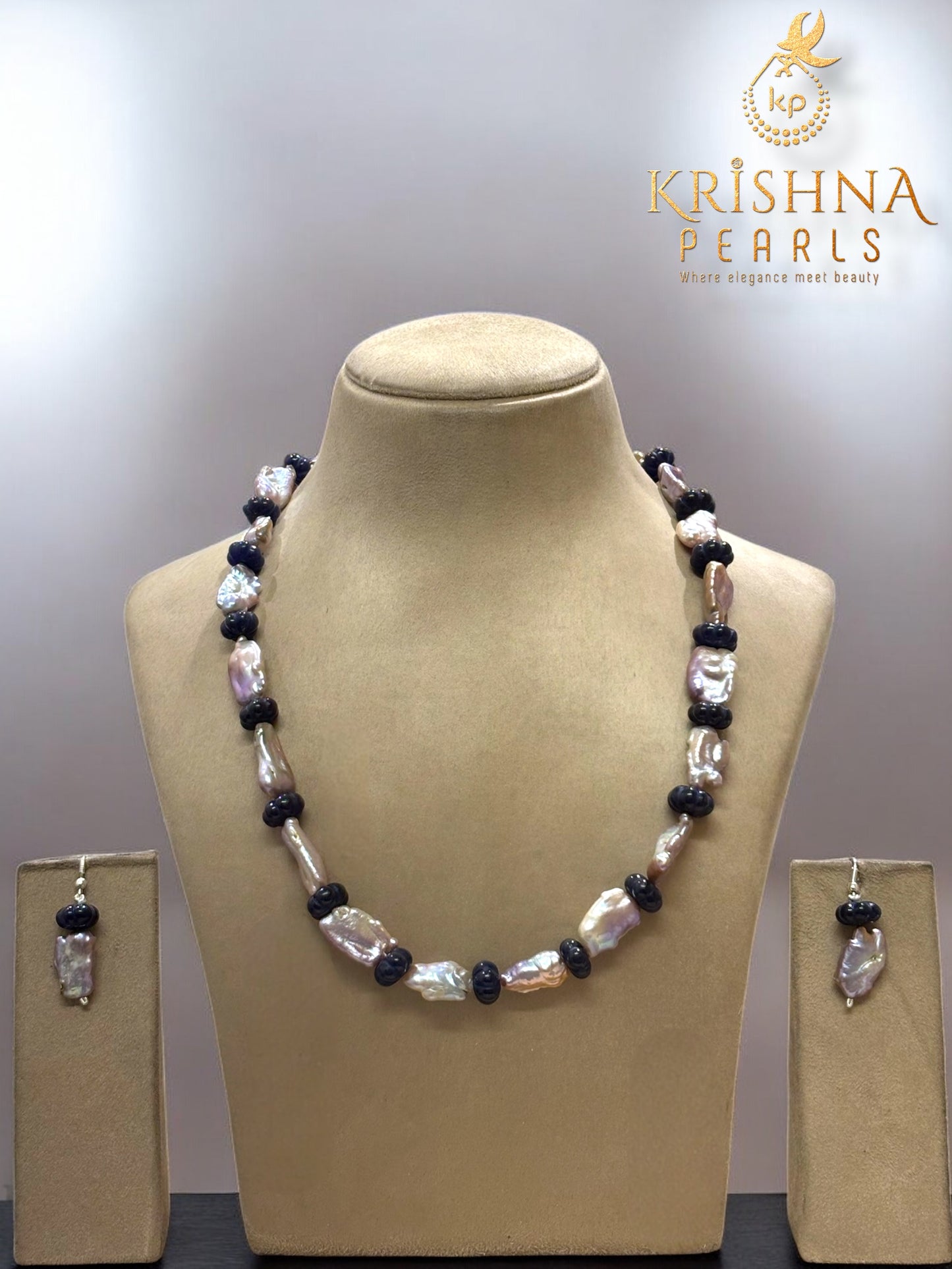 The Imperial Blue Sapphire &amp; Baroque Pearls Necklace Set