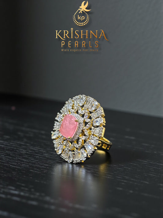 The Rose Quartz Radiance Empress Ring Adjustable Size