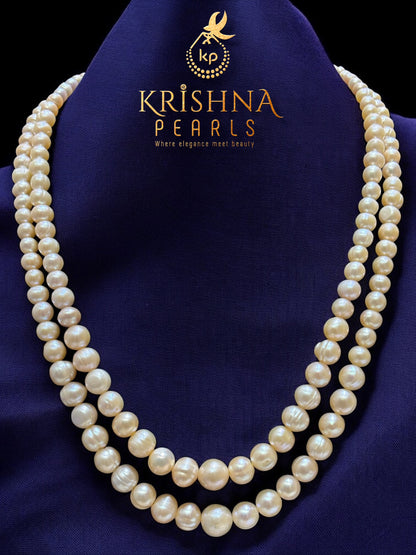 Natural Pink Round Gradation Double Layer Pearls Necklace