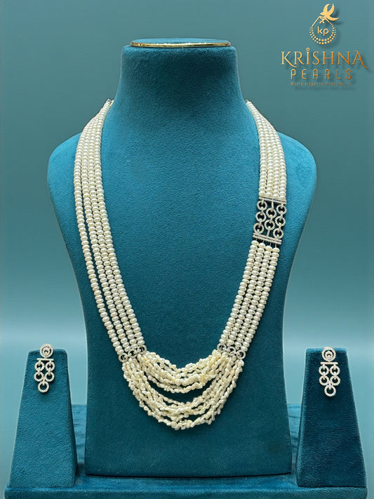 Cluster Rice Pearls Multi-Strand Biwa Pearls Necklace Set