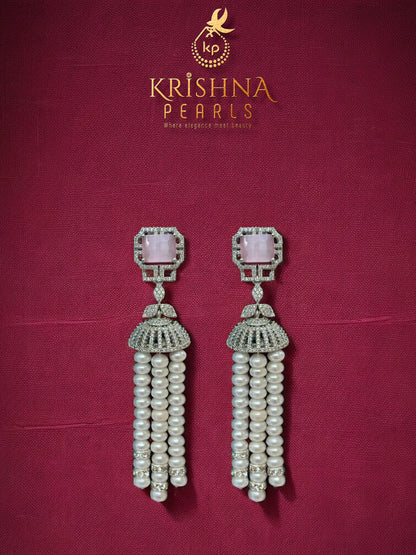 Rose Quartz Empress Three-Strand Pearls Tassel Set