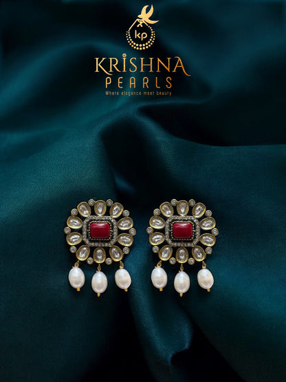 Polki Heritage Pearls Three Row Necklace Set