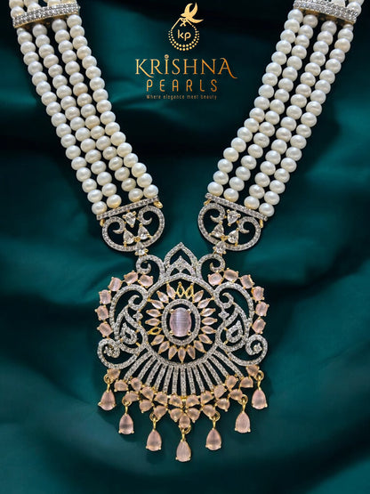 The Rose Aura Four Layers Long Rani Haar Necklace Set