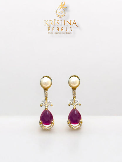 Royal Ruby Button Big Pearls Necklace Set