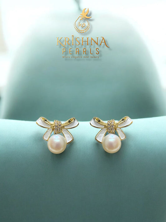 Designer Bow Pearl Studded Earrings