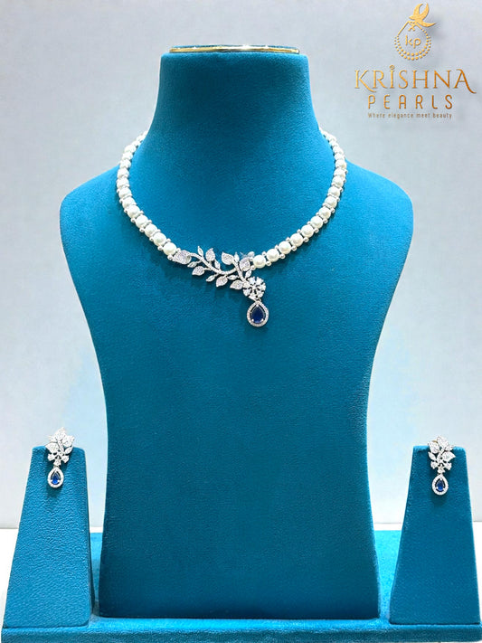 Button Pearl & Blue Sapphire Necklace