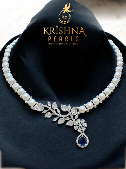 Button Pearl & Blue Sapphire Necklace