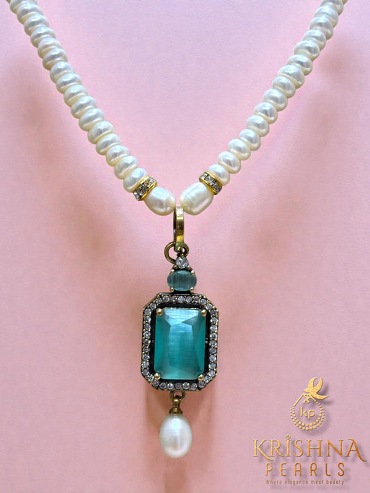 Oxidised Sea Drop Pearl Necklace Set