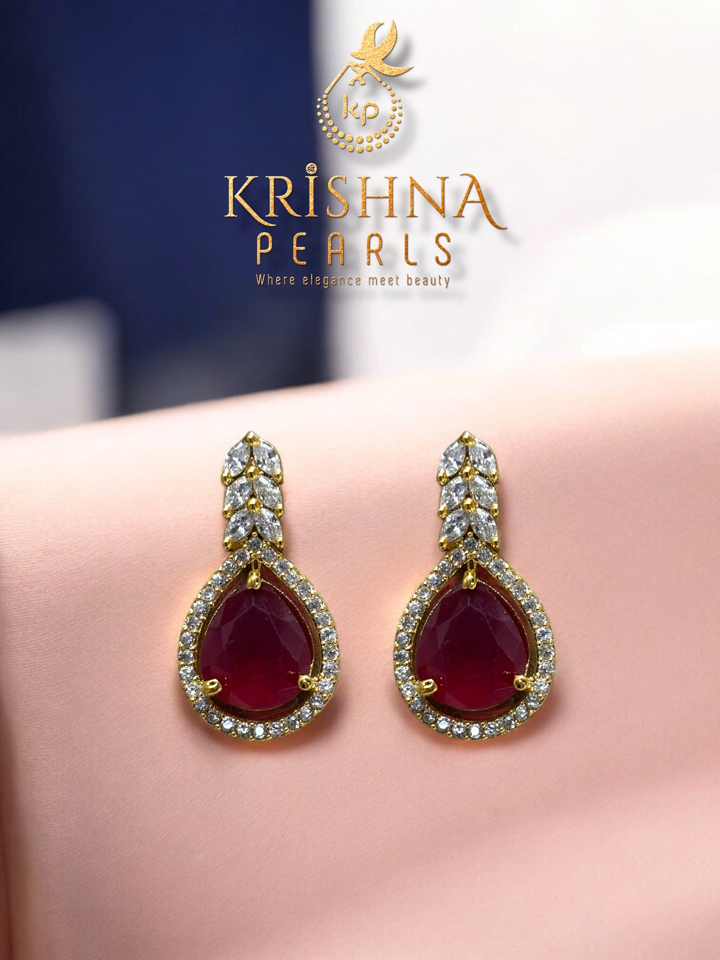 Royal Ruby Pendent With Pearls Necklace Set