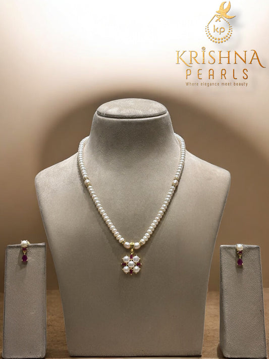 Ruby Encrusted Pearls Studded Necklace Set