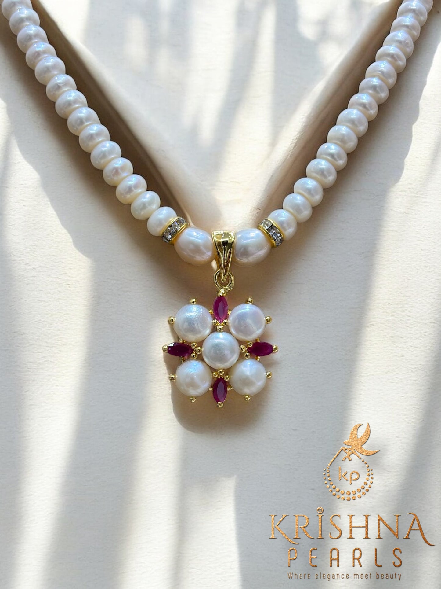 Ruby Encrusted Pearls Studded Necklace Set