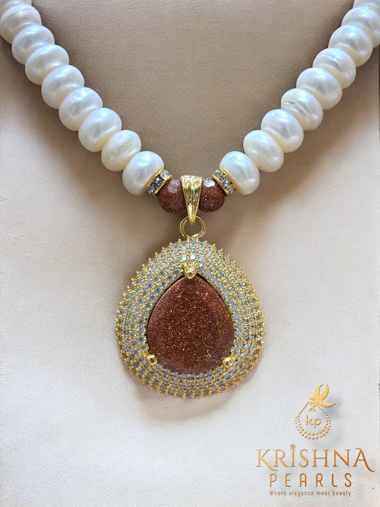 Beautiful SandStone With Pearls Necklace Set