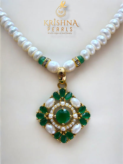Designer Emerald & Pearl Studded Necklace Set