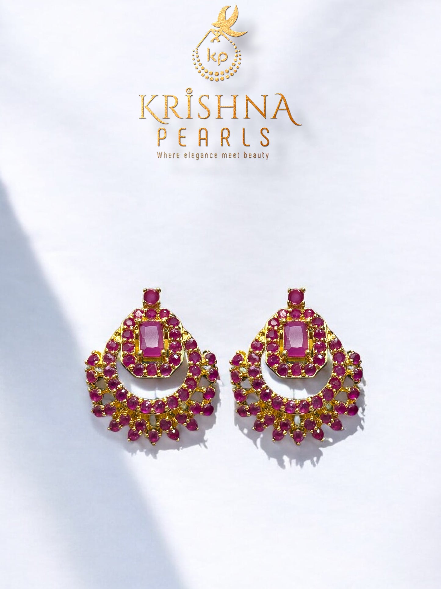 Traditional Ruby Studded Pearls Necklace Set