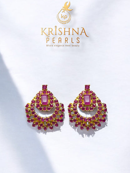 Traditional Ruby Studded Pearls Necklace Set