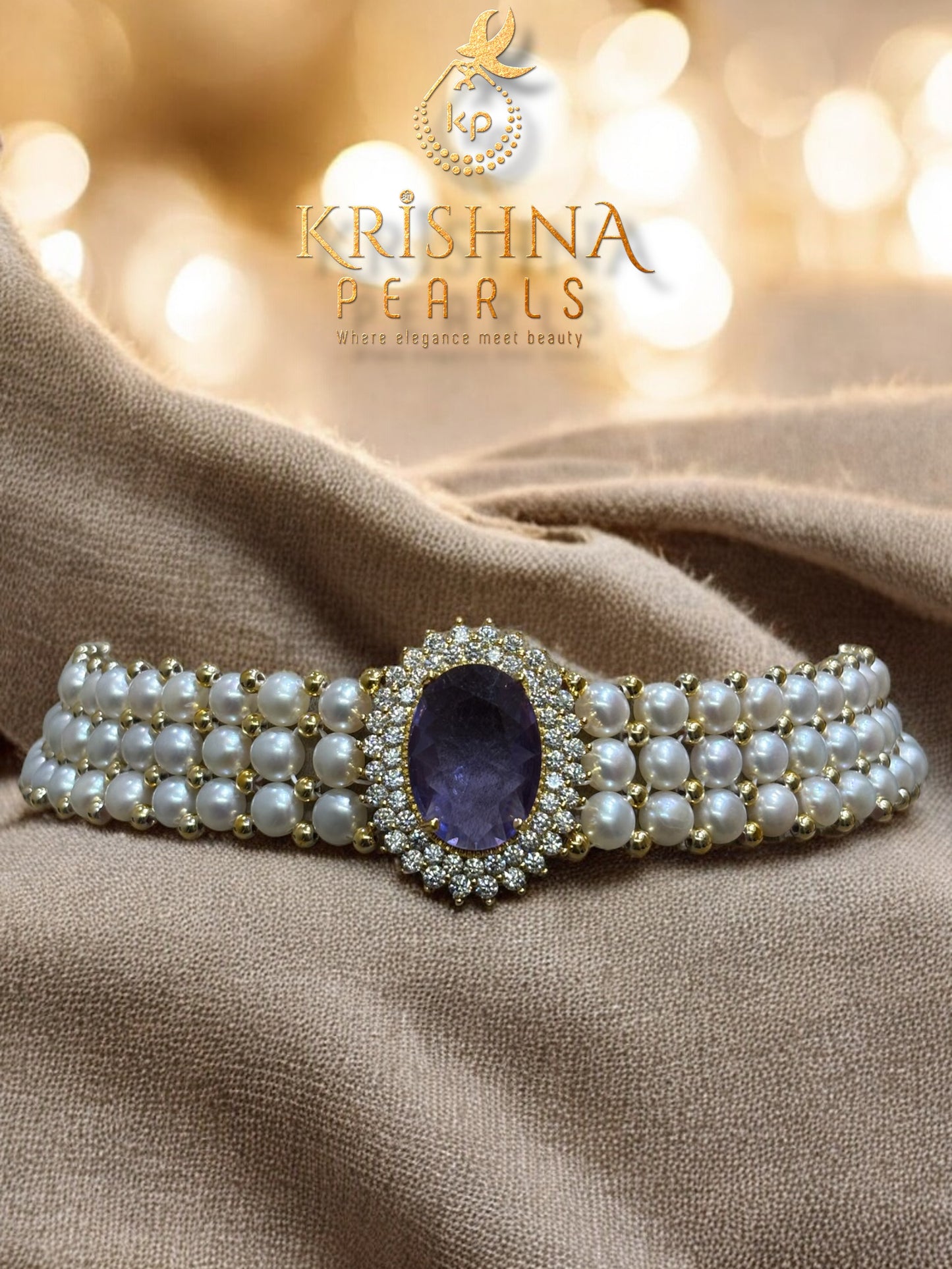 Exclusive Chocker Button Pearl Amethyst Set