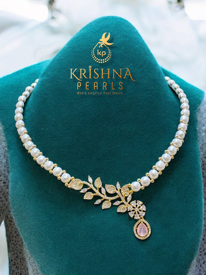 Button Pearl & Rose Quartz Necklace Set