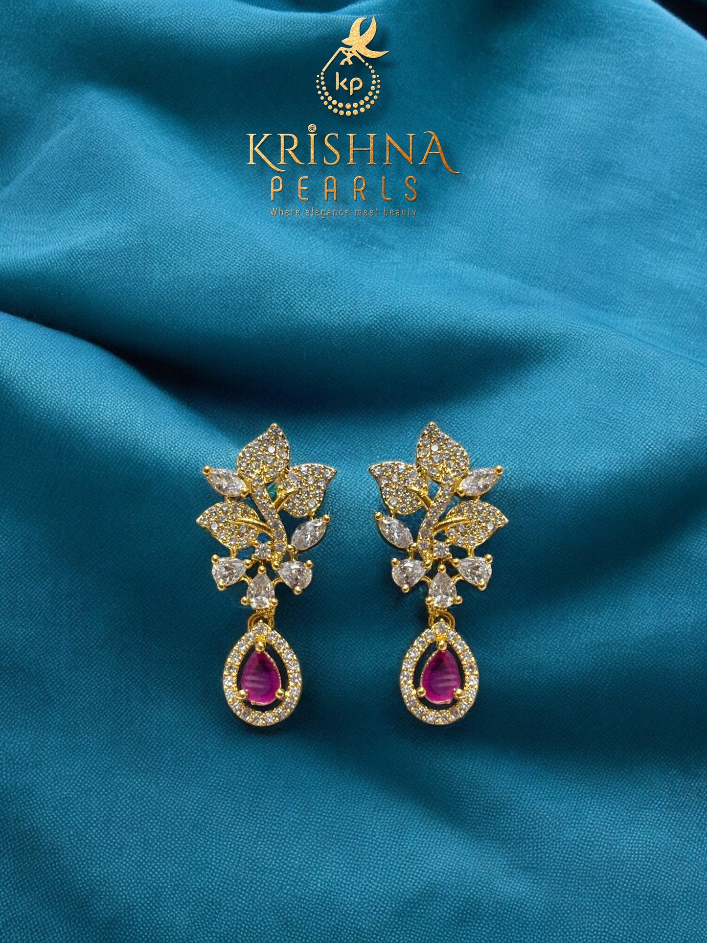 Button Pearl & Ruby Necklace Set