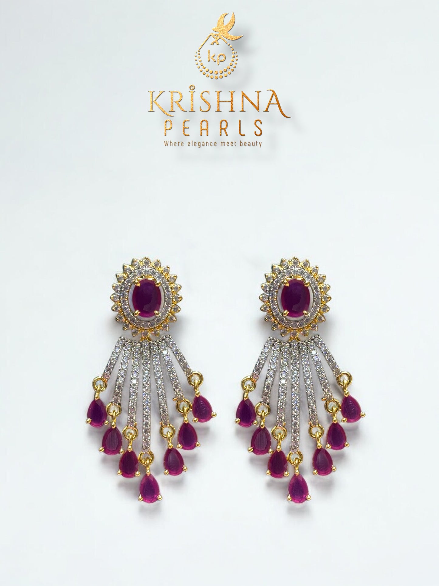 Luxurious Ruby Studded Pendent With Button Pearls Necklace Set