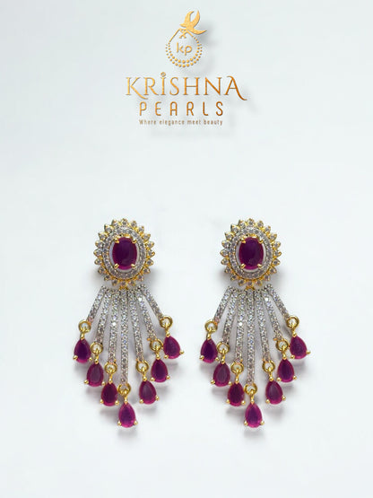 Luxurious Ruby Studded Pendent With Button Pearls Necklace Set