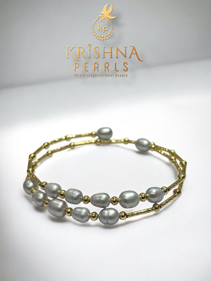 Beautiful Double Layer Grey Pearls Bracelet