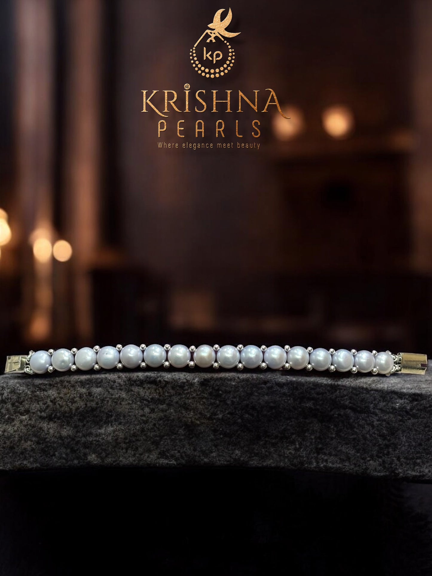 Beautiful Grey Button Pearls Bracelet