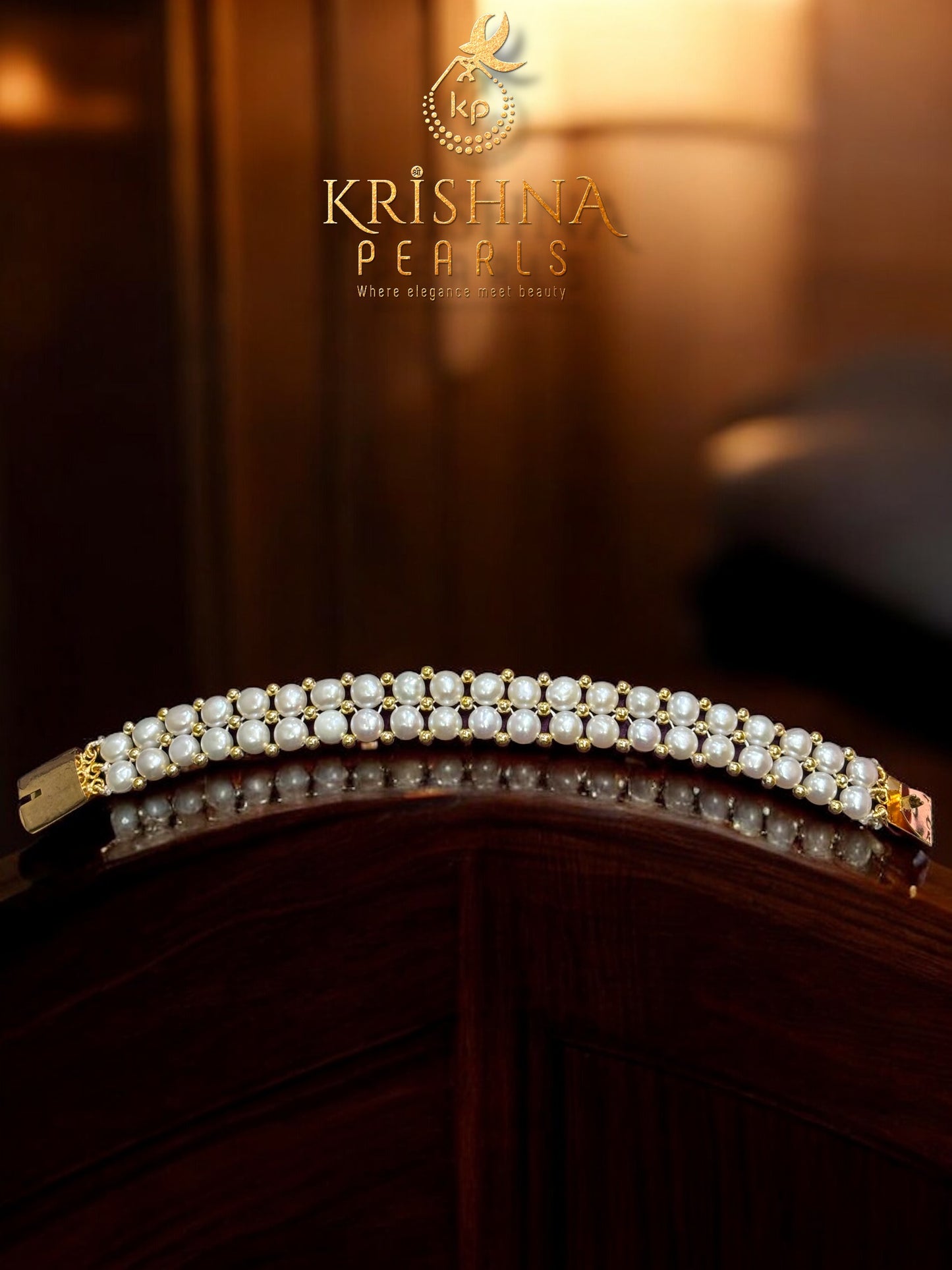 Beautiful Two Line White Button Pearls Bracelet