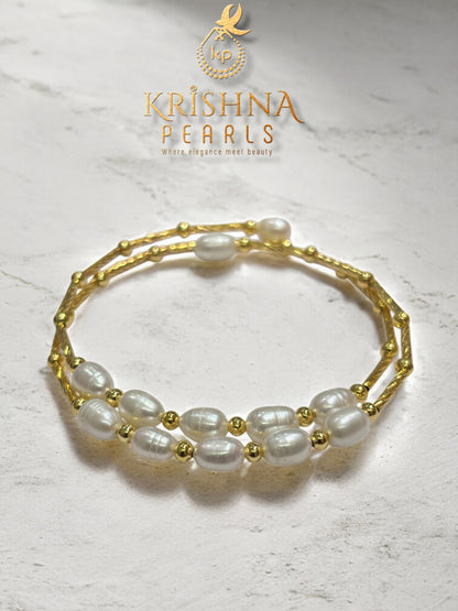 Beautiful Double Layer White Pearls Bracelet