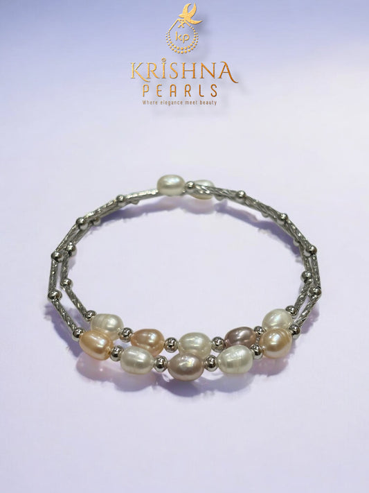 Beautiful Double Layer Multicolour Pearls Bracelet