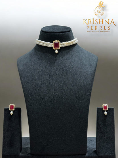 Ruby Pearls Choker Set