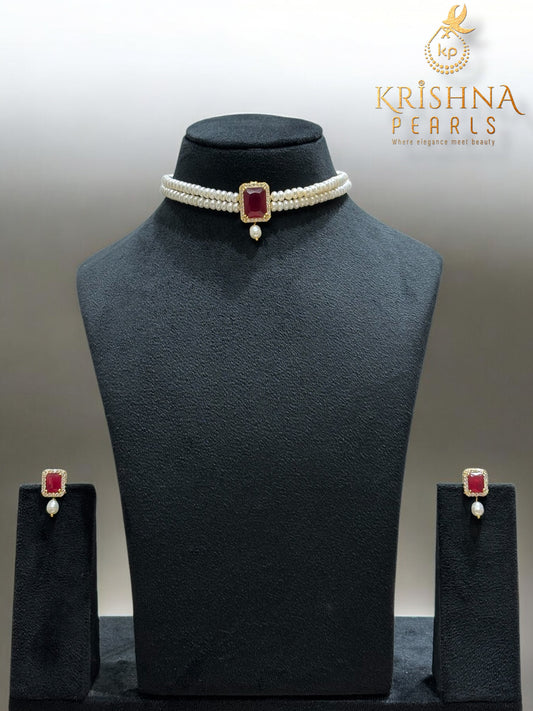 Ruby Pearls Choker Set