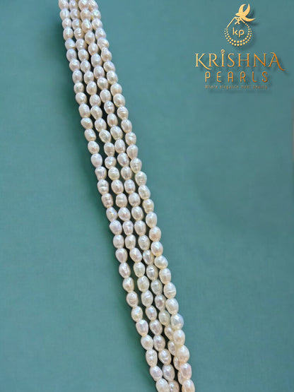 92.5 Silver Emerald Avian Four-Strand Rice Pearls Necklace