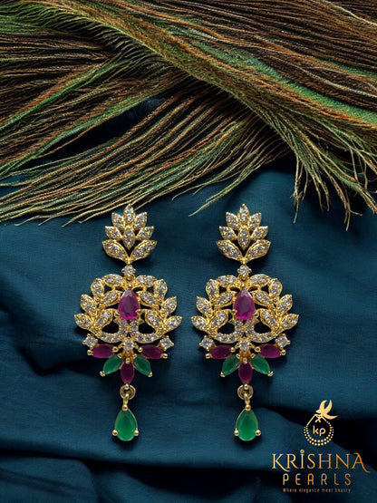 Aura Ruby & Emerald Floral Pearl Necklace Set