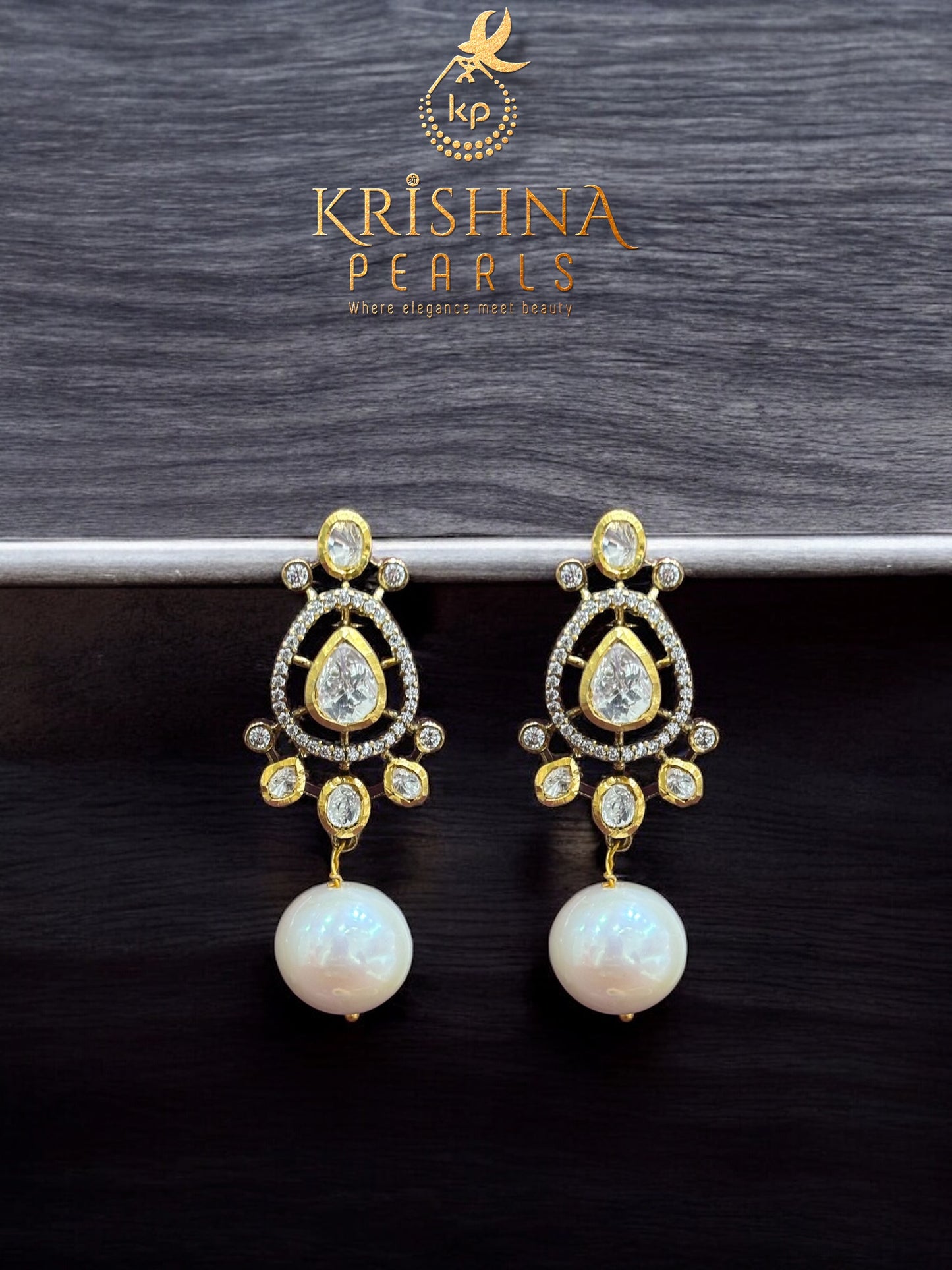 92.5 Silver & Moissanite With South Sea Pearls Necklace Set