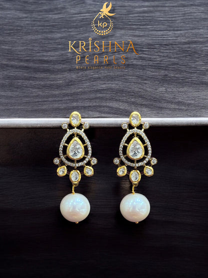92.5 Silver & Moissanite With South Sea Pearls Necklace Set