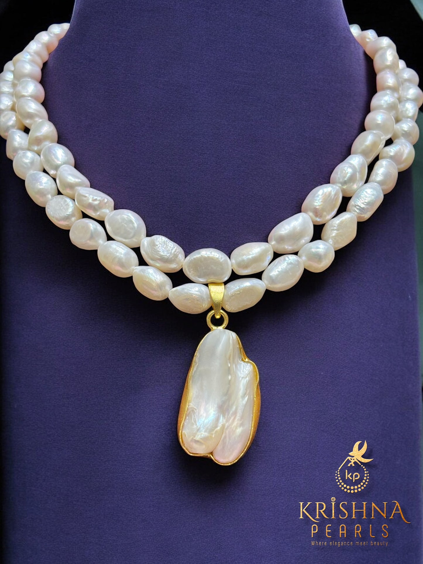 Adorable Double Layer Baroque Pearls With Pendent Necklace Set