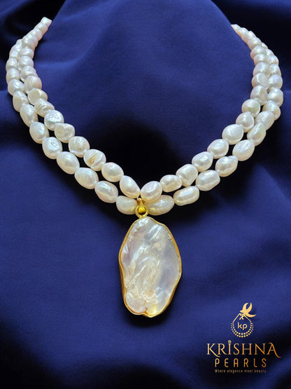 Adorable Double Layer Baroque Pearls With Pendent Necklace Set