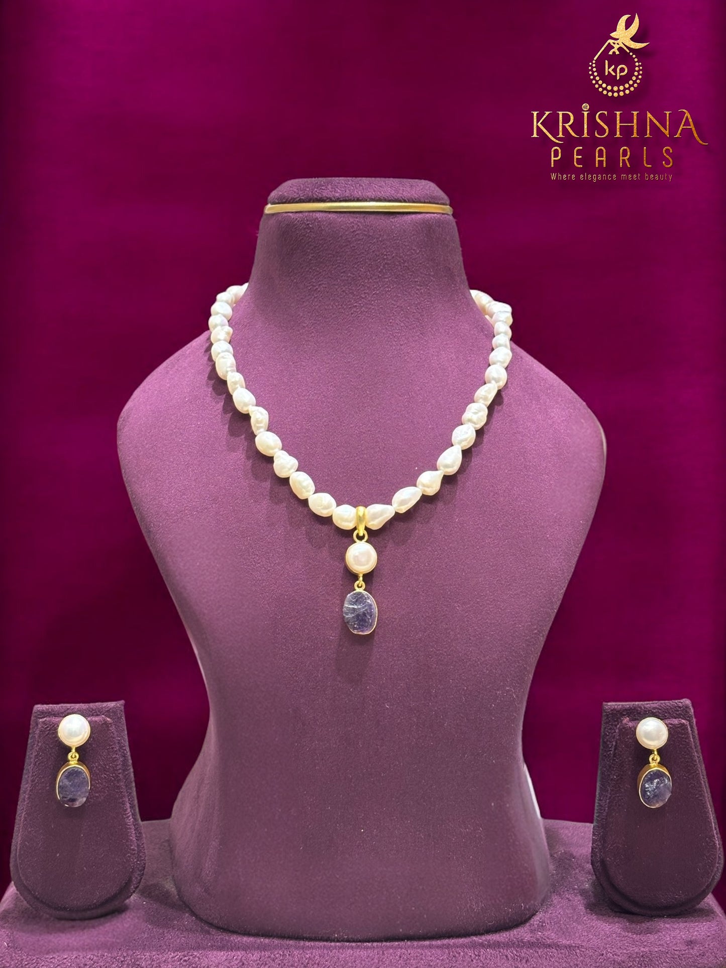 Lunar Amethyst With Baroque Pearls Necklace Set
