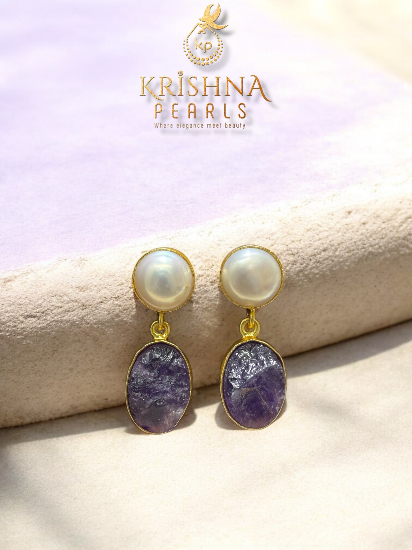 Lunar Amethyst With Baroque Pearls Necklace Set