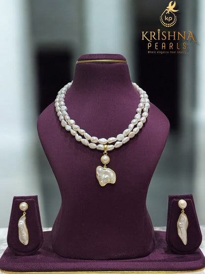 Adorable Double Strand Baroque Pearls Pendent Set