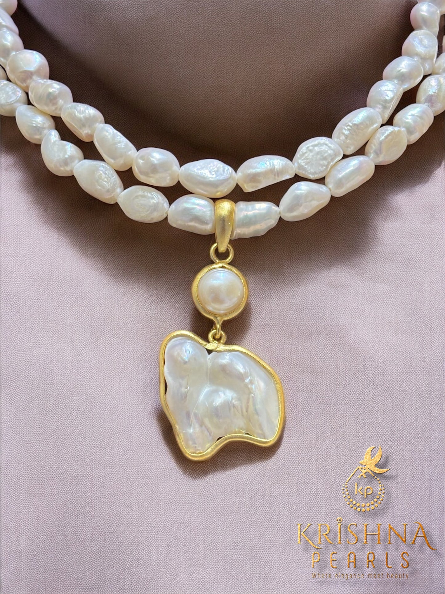 Adorable Double Strand Baroque Pearls Pendent Set