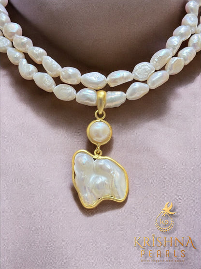 Adorable Double Strand Baroque Pearls Pendent Set
