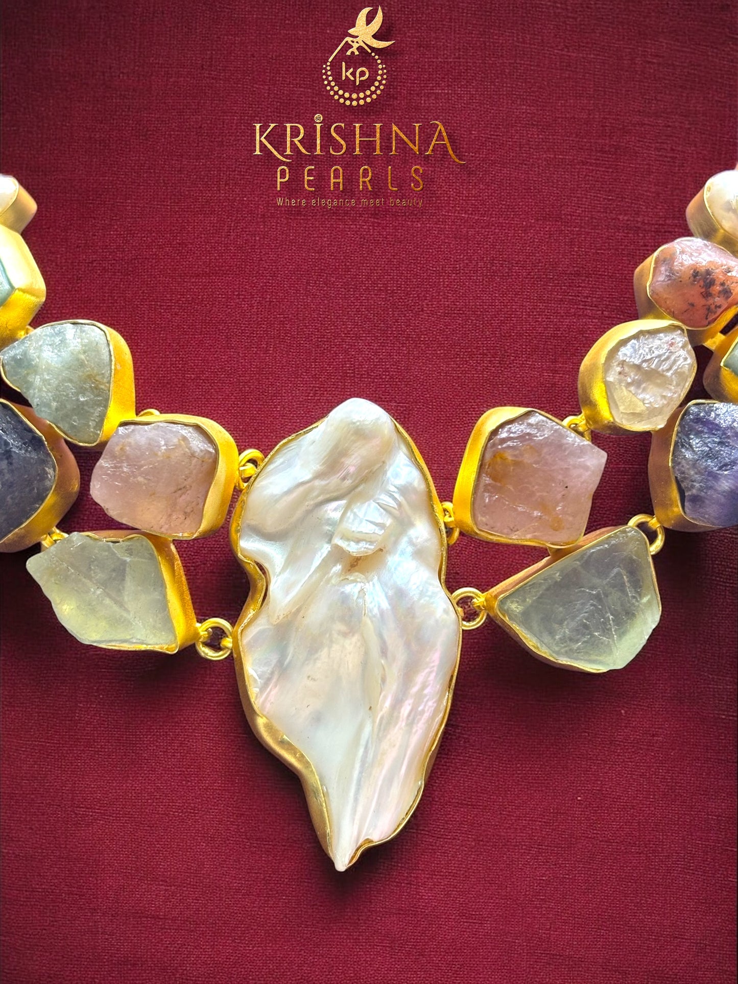 Raw Gemstones & Baroque Pearl Necklace